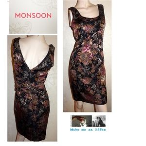 Monsoon Twilight NWOT Black Floral Tapestry Dress